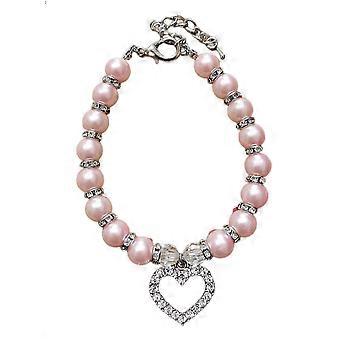 Veeki Dog Pearl Collars And Rhinestones Dog Collar Set, Pet Cat Pearl Necklace Full Diamond Bling Adjustable Dog Collar For Small Girls Cats Puppy Nec