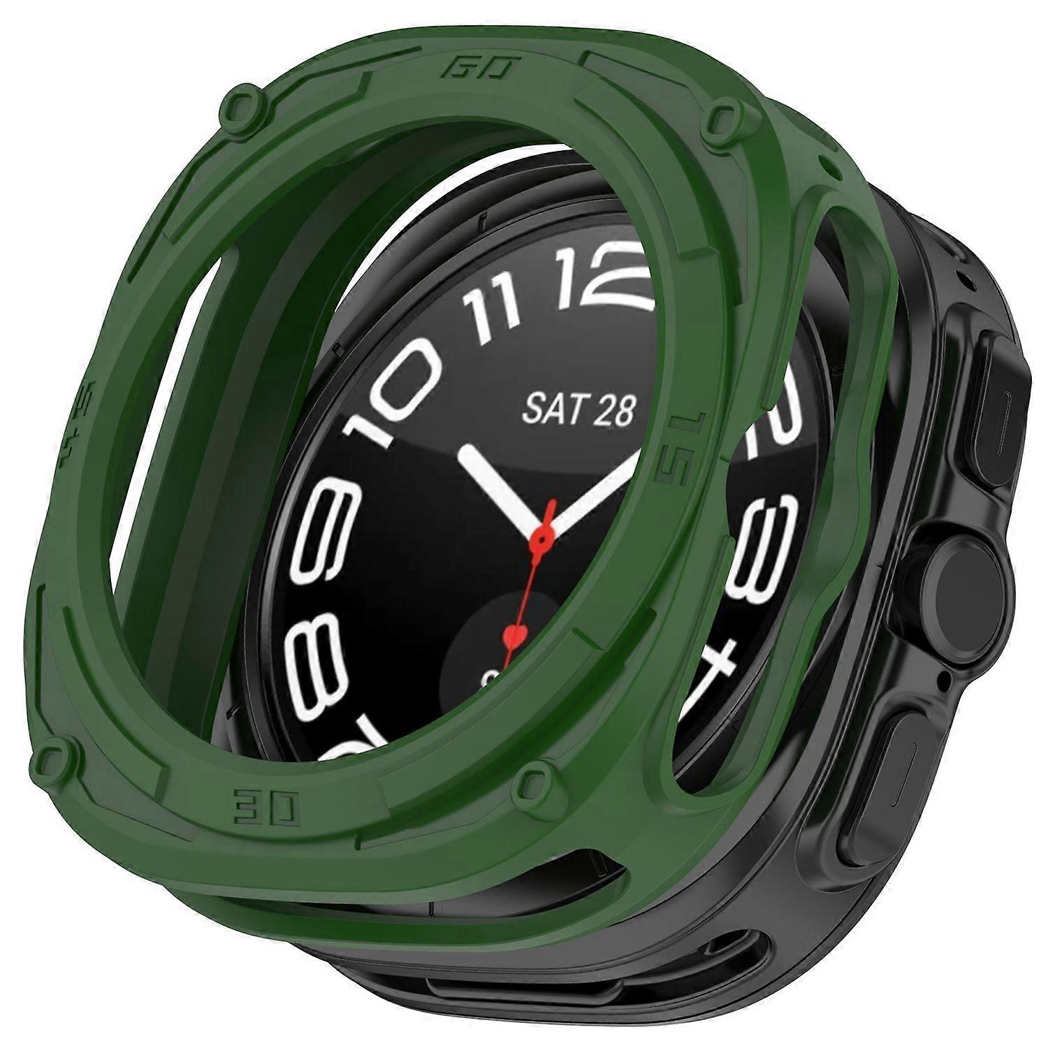 For Samsung Galaxy Watch Ultra 47mm Armored TPU Smart Watch Protective Case Cover Green
