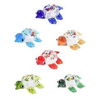 6Pcs Colorful Glass Turtle Adornments Glass Turtle Ornaments  (Random Color)