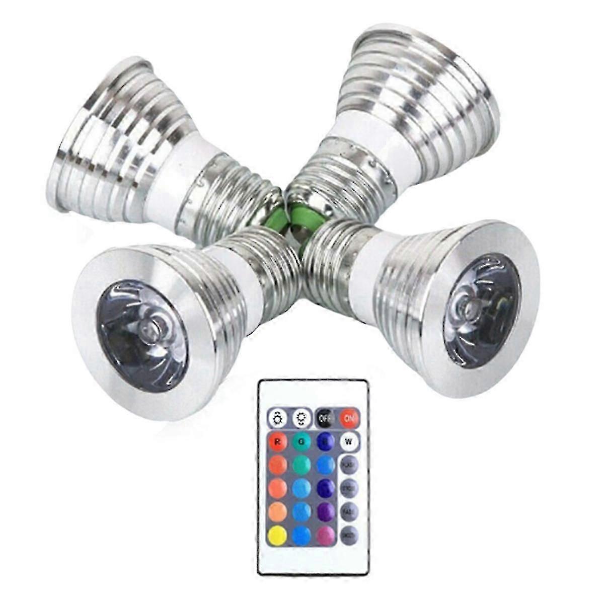 4pcs E27 Bulbs and 1remote Control with Memory Function 17colors Changeable Spot Ligh 4dynamic Light