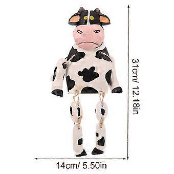 Wooden Cow Statue Long Legs Wood Cow Figure Cow Decor Cartoon Animal Figurine