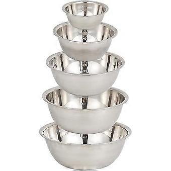 5-Piece Salad Bowls, Stainless Steel Metal Bowls, Camping Bowl Set, Portable Multifunctional Cookware Set