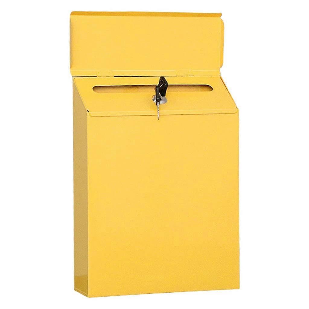 Wall Mount Locking Mailbox Yellow, Durable RustResistant Large Capacity Mail Drop Box with Keys