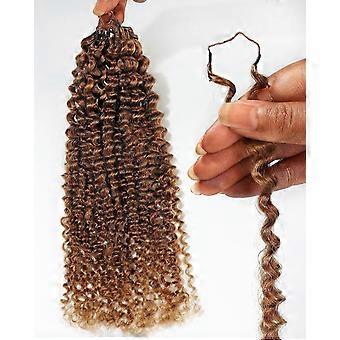 Objectif 2026 : Cheveux humains crépus bouclés au crochet, 45 cm (18 pouces), pré-séparés, sans nœuds, effet plume, pour femmes noires, fil invisible réutilisable n° 30 Auburn Gi