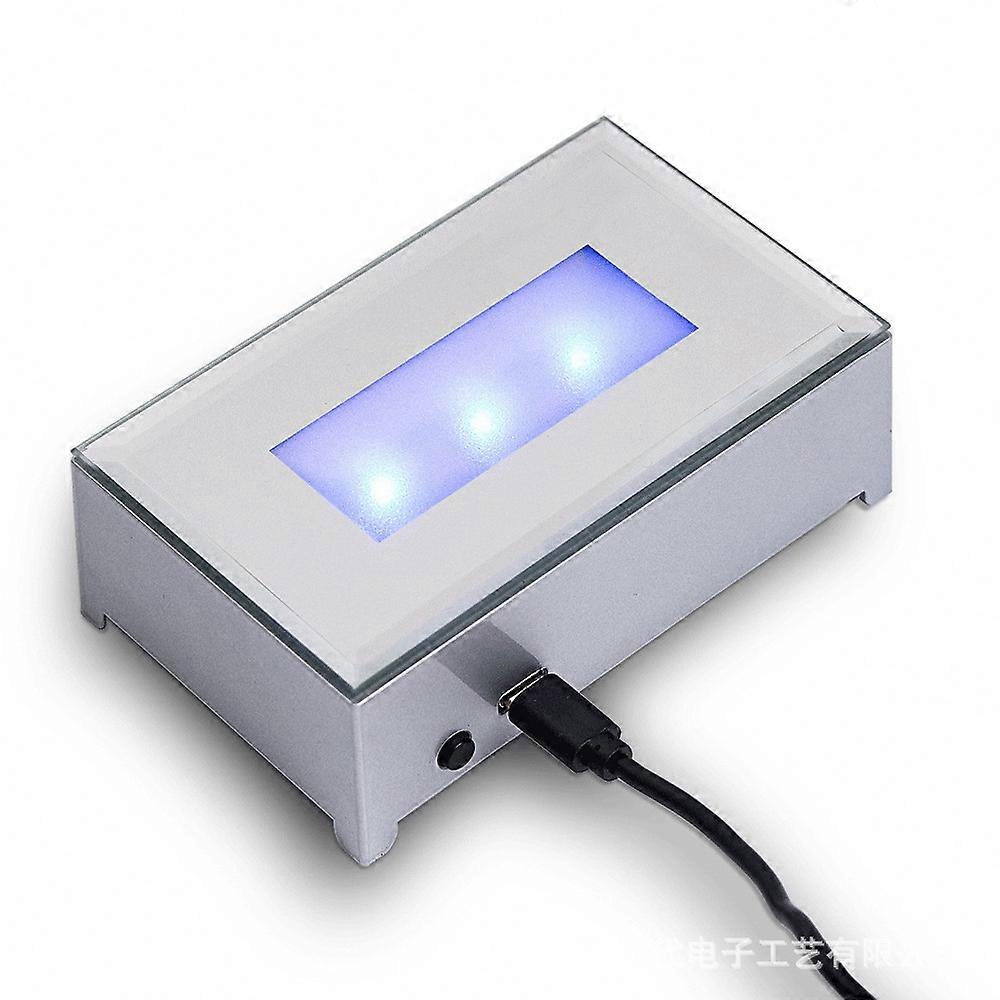 Adjustable LED Light Base for Jewelry Display, Rectangular 3D Engraved Surface, Multiple Color Options, USB Power Supply