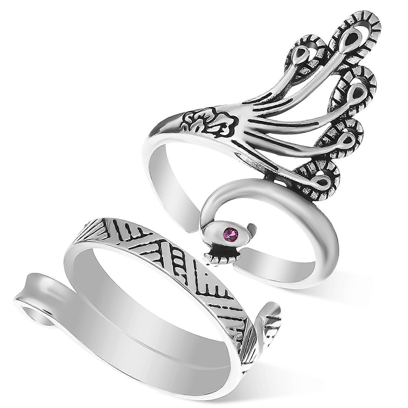 Silver Crochet Ring Knitting Ring Tool for Sewing 2Pcs Set