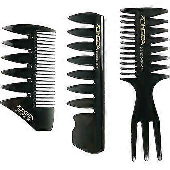 3pcs Mens Styling Comb, Men Wide Tooth Comb Black Hair Comb Pompadour Comb Curl Wet Comb