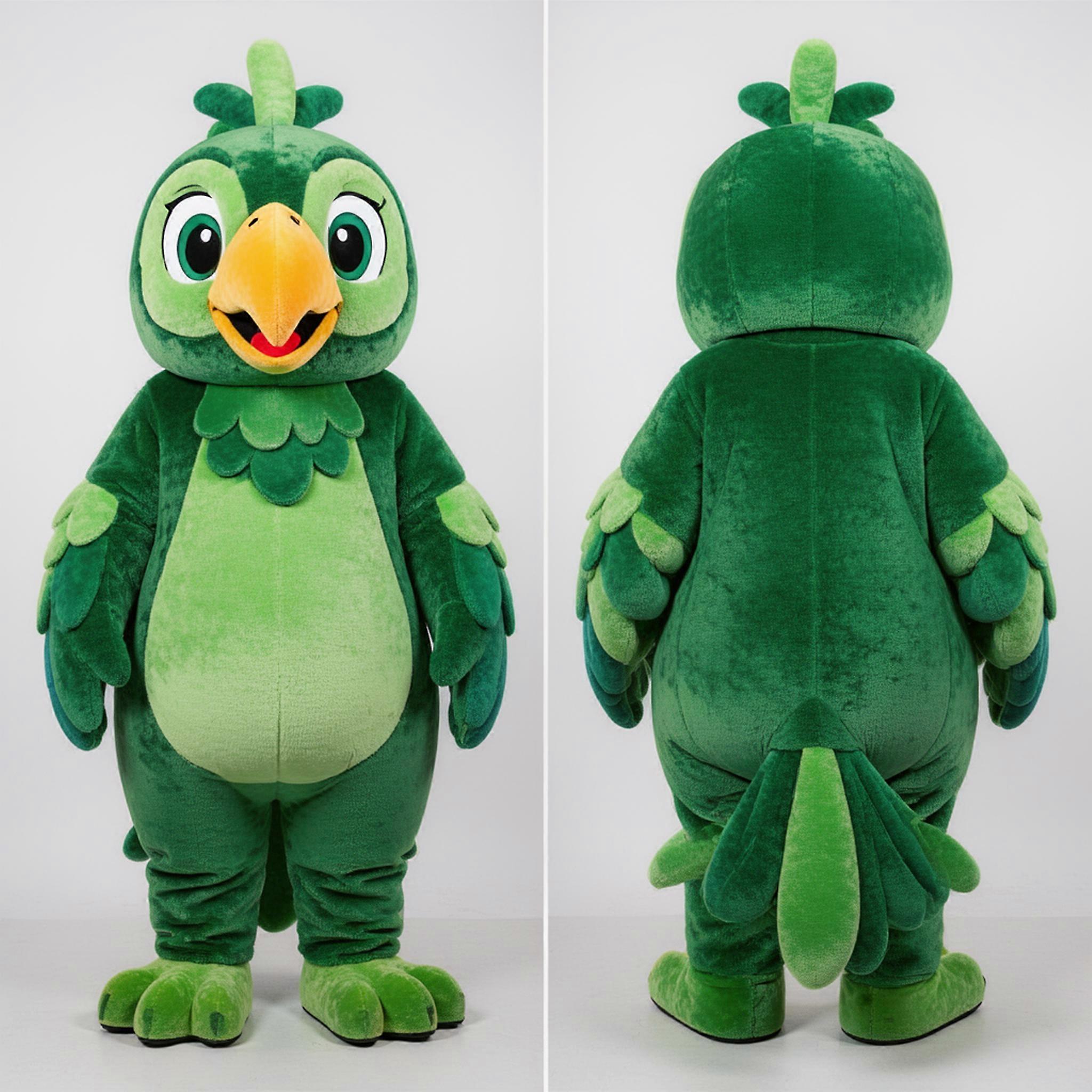 MASTICOT Emerald Green Broad Winged Parrot Mascot