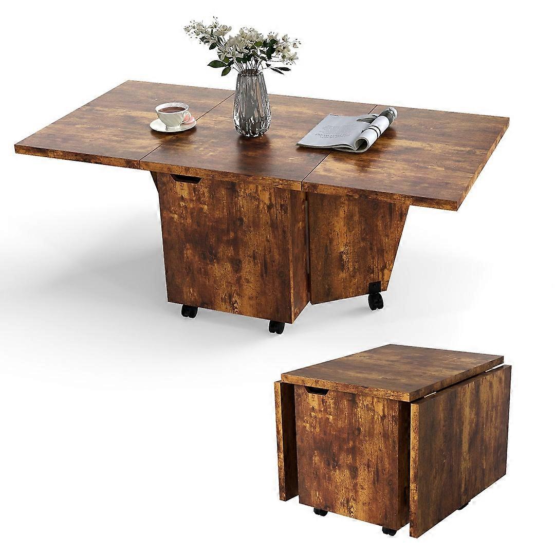 120cm Walnut Extendable Table With Storage Cabinet