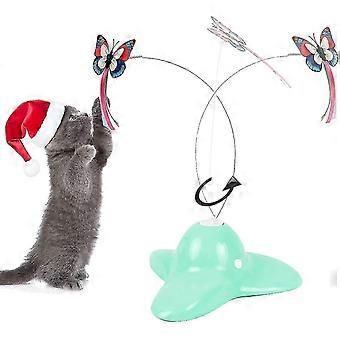 Elektrischer, drehbarer Schmetterling – 360°-Spielspaß für Katzen – Interaktives Katzenspielzeug für drinnen – Grün