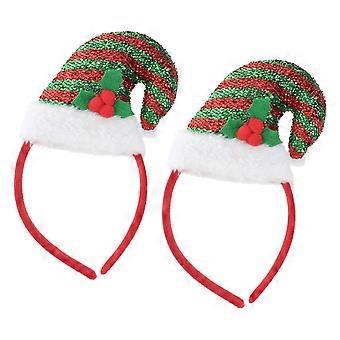 Christmas Headwear Green Hat Hairband for Decoration 2Pcs