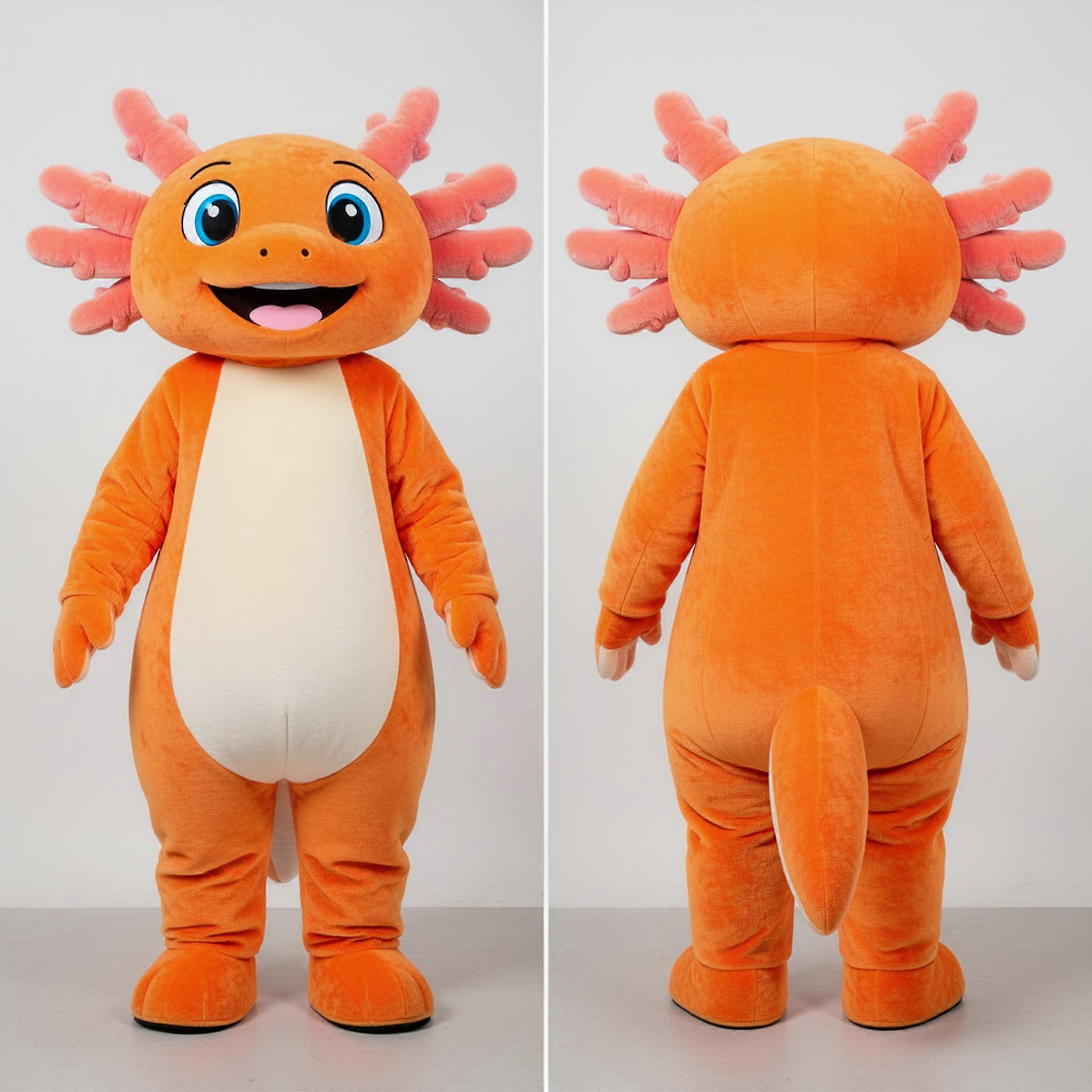 MASTICOT Orange Smiling Axolotls Mascot