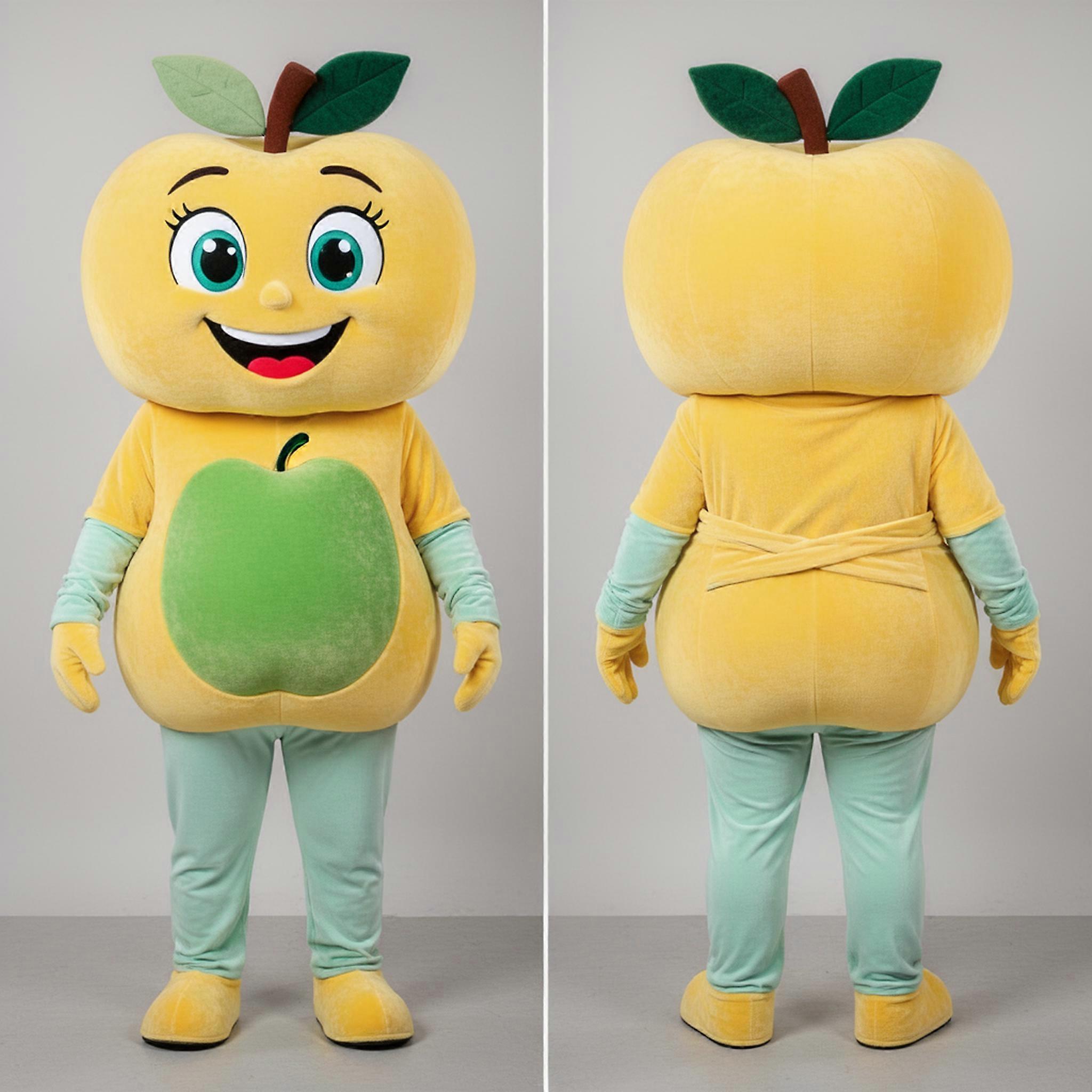 MASTICOT Golden Yellow Smiling Apple Mascot