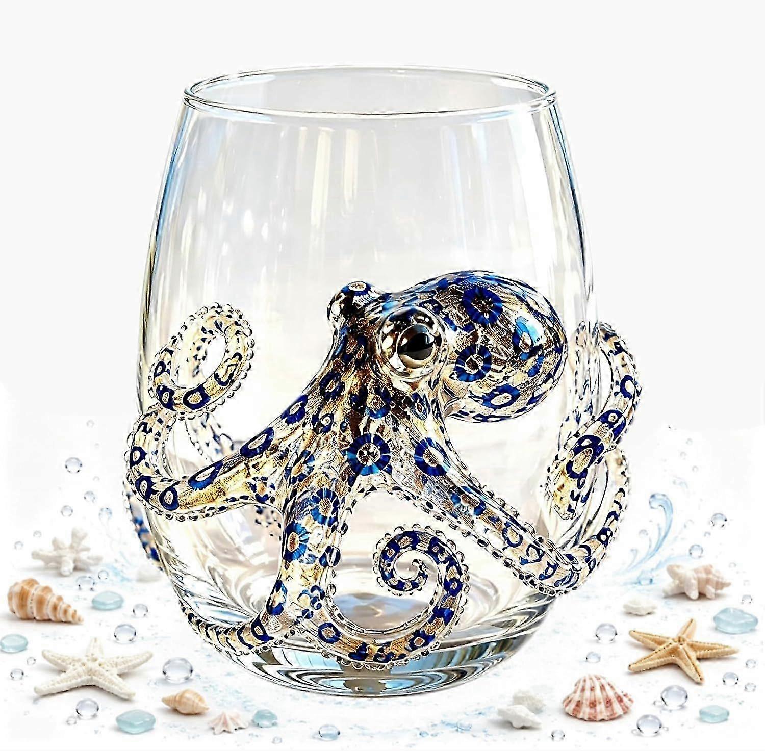 3D Embossed Marine Stemless Wine Glass
