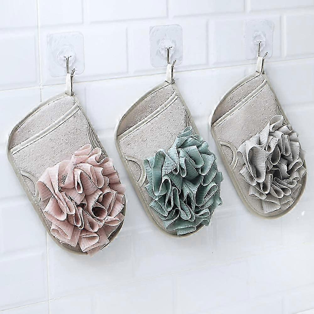 Bath & Shower Scrubbing, 3 Pack Double Sided Exfoliating Gloves for Body