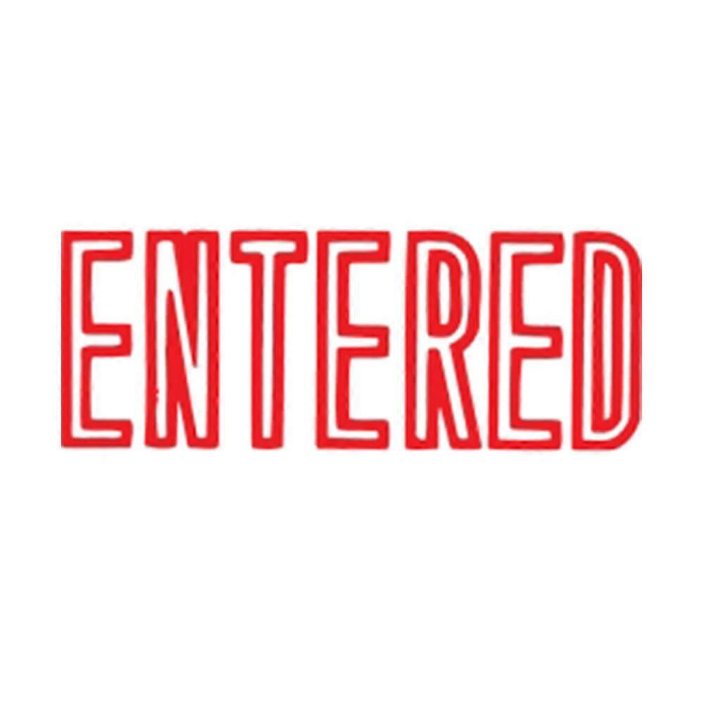 ENTERED RED X Stamper Self Inking Message Stamp Ergonomic Handle Material