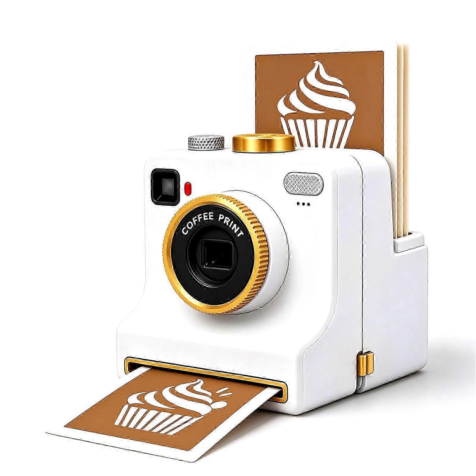 Camera Shaped Coffee Latte Art Stencil Barista Decorating Tool Creative