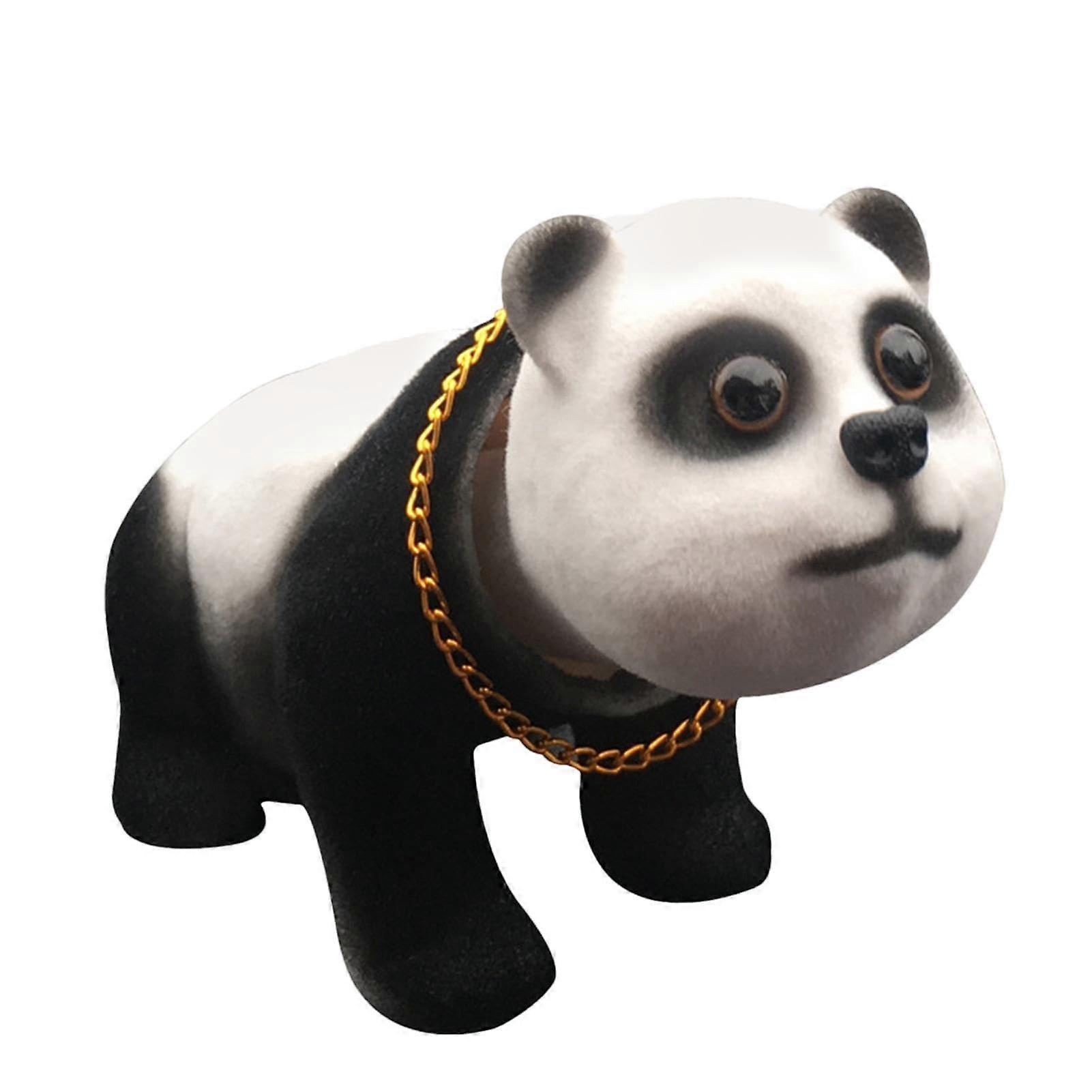 Soft-Flocked Panda Bobble Head Resin
