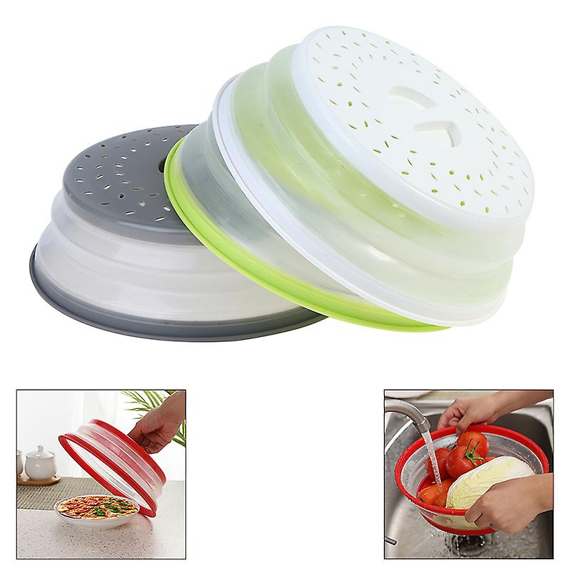 Microwave Food Splatter Cover Vented Collapsible Cover With Easy Grip Handle
