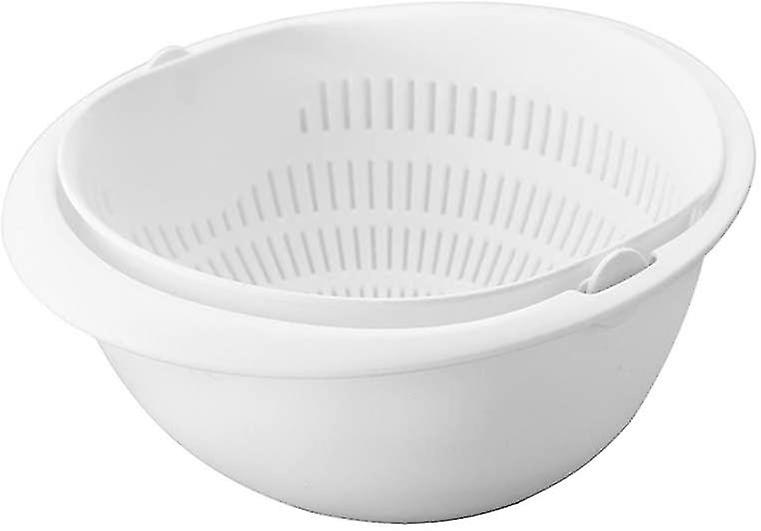2 In 1 Kitchen Colander And Bowl Double Layer Rotating Drain Basket For Cleaning