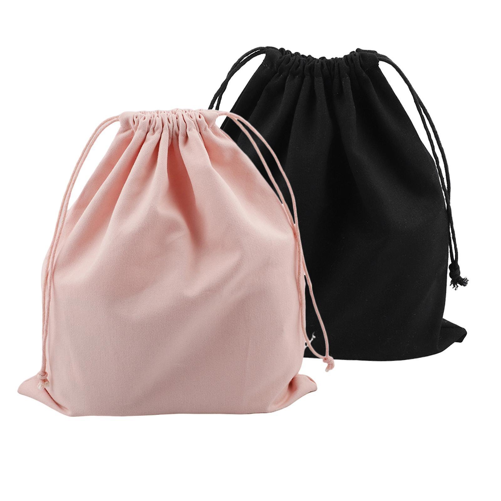 2x Canvas Drawstring Storage Bag Shoes Laundry Organizer Pouch Portable