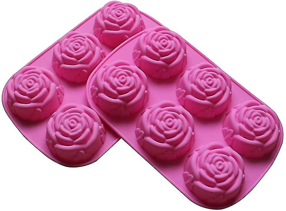 Set Of 2 Large Rose Flower Ice Cube Chocolate Soap Tray Mold Silicone Party Maker