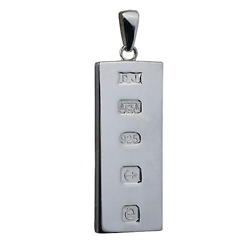 Silver 39x18mm solid display hallmark Ingot one ounce Pendant on a bail