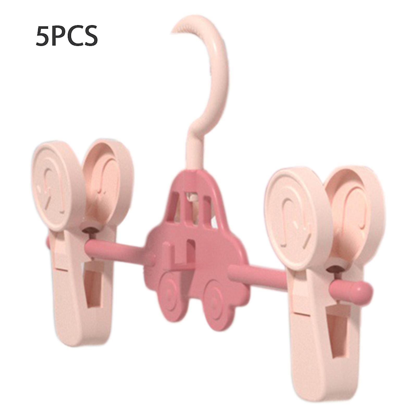 Baby Coat Hangers With Trouser Clips Extendable Children's Clothes Airer With Rotatable Hooks For Baby Clothes