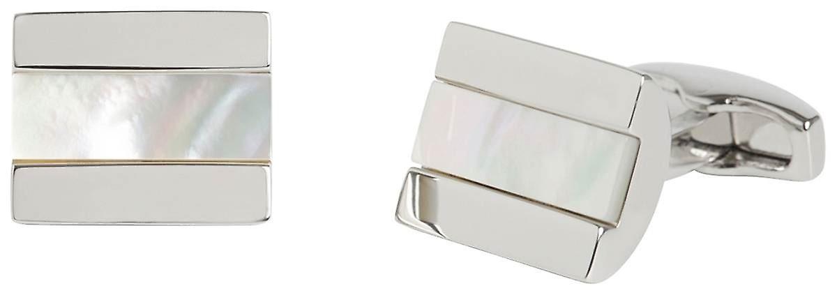 Simon Carter Chunky Half Barrel Mother of Pearl Cufflinks - White/Silver