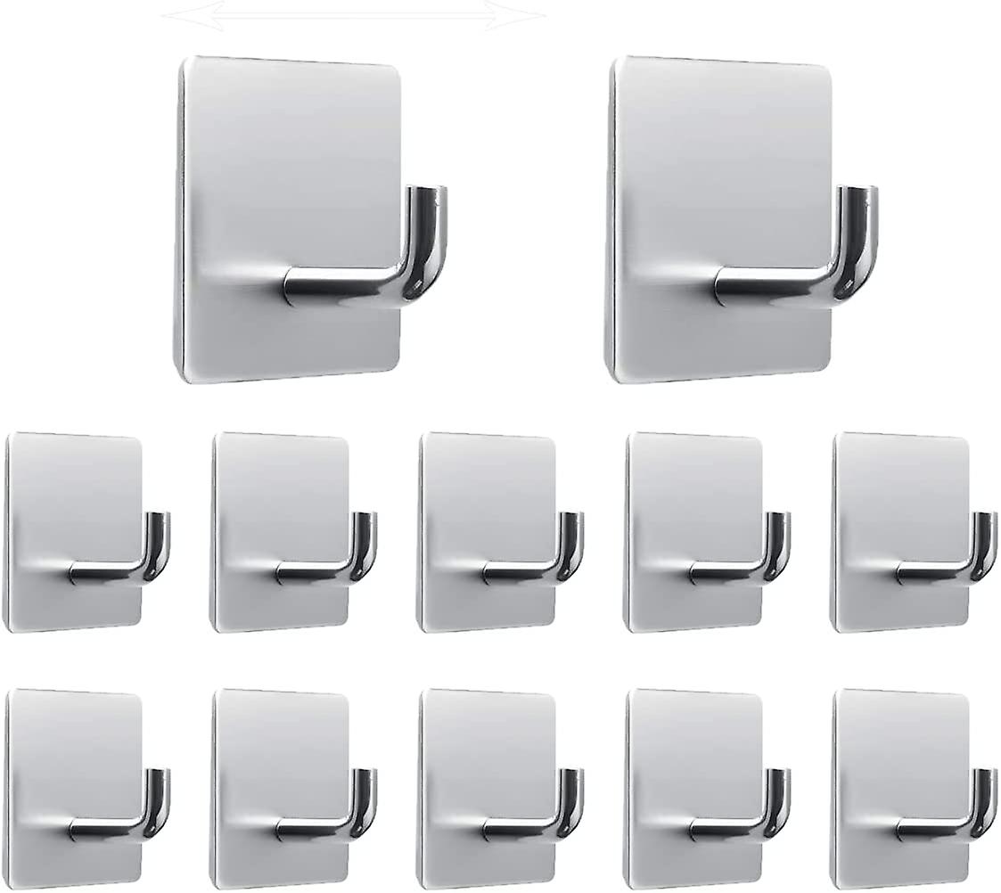 Hooks 12pcs Self Adhesive Towel Hooks Stainless Steel Adhesive Hooks Wall Hooks Towel Rack Kitchen Hooks Coat Hooks Door Hooks,Ideal for bathroom toi