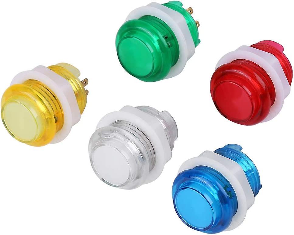 5Pcs LED Arcade Buttons, Illuminated Push Button Self Reset Push Button Switch for Arcade Coin Operated Game Projects