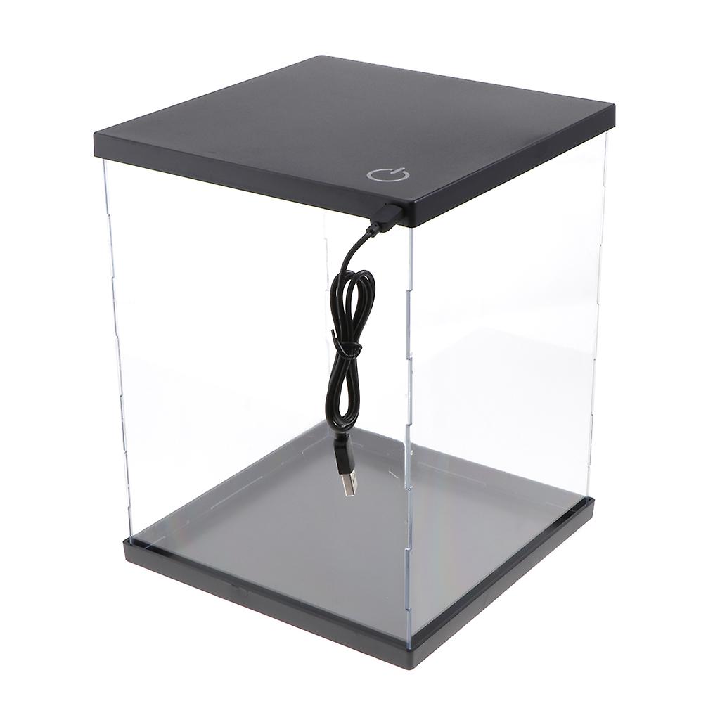 Clear Acrylic Plastic Display Box Case Dustproof Protection with Lights LED