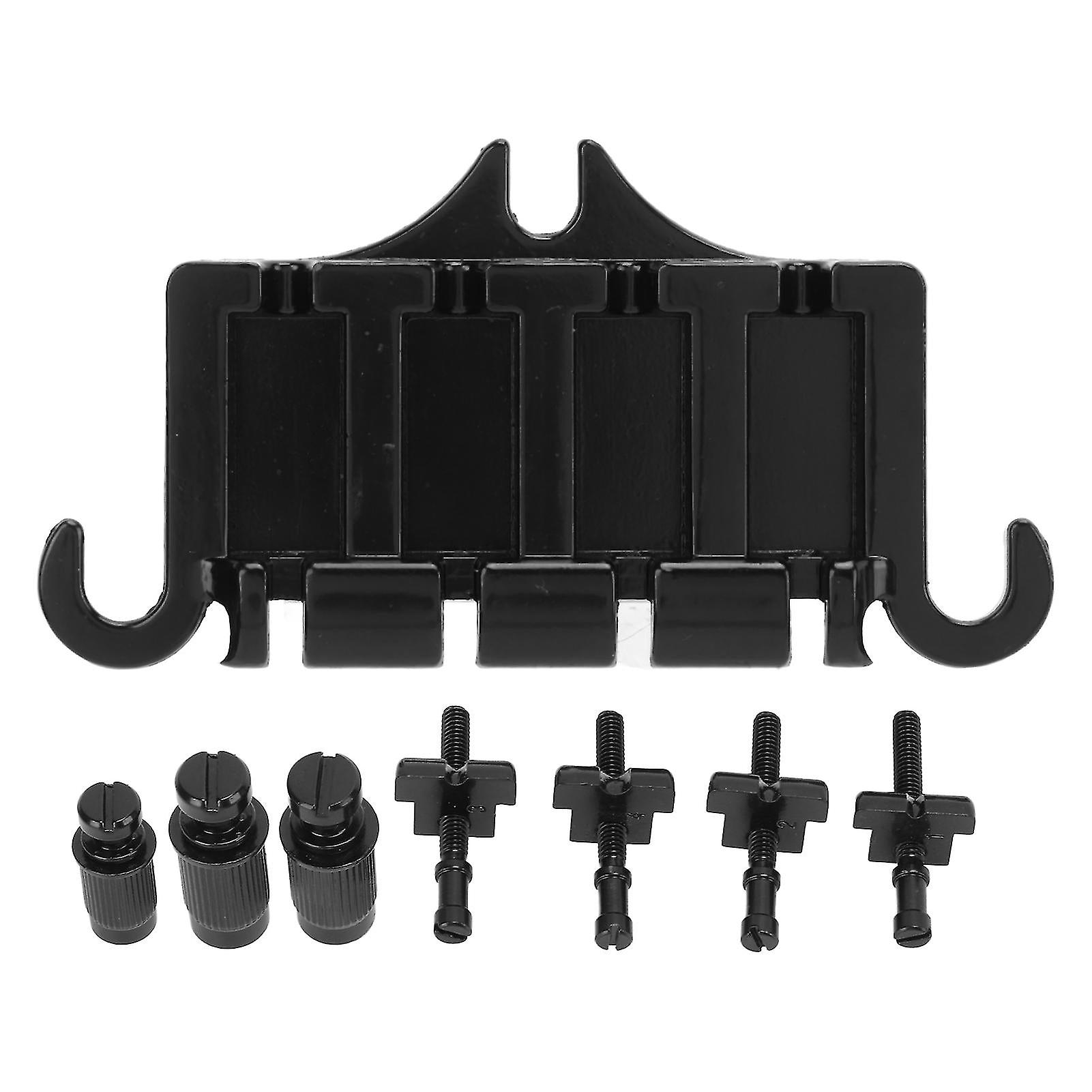 Electric Bass Bridge 4 String Metal Bridge Tailpieces Guitar Replacement Parts With Screwsblack