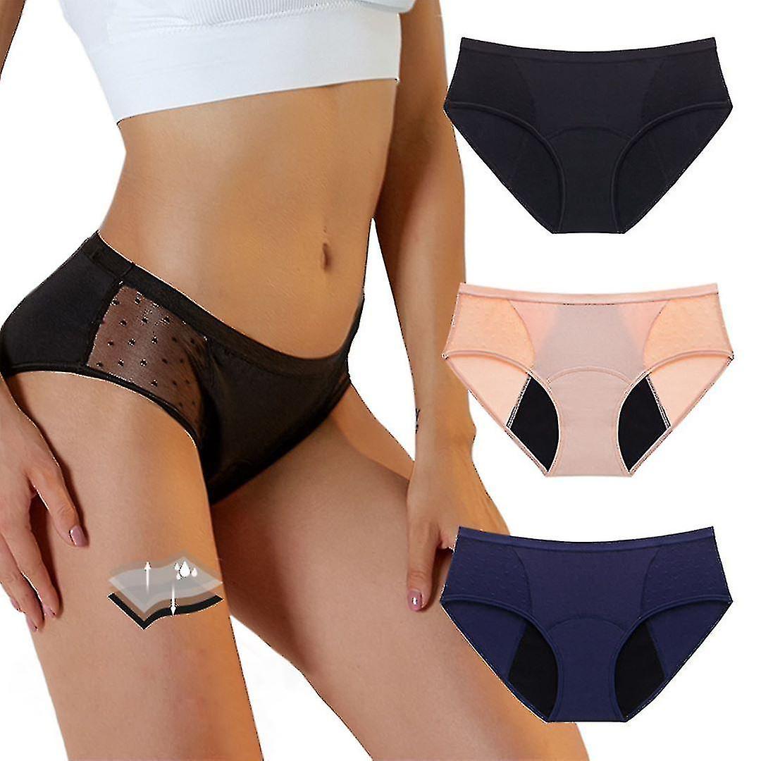 3pcs Menstrual High Waist Panties, Women's Periodic Underwear With 4 Absorbent And Leak Resistant Layers,