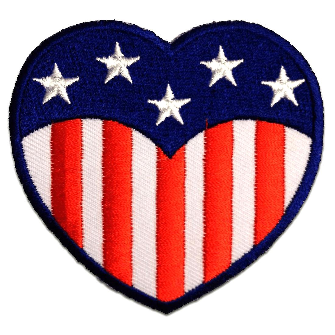 Patch / Iron-on Patch - USA Heart America Flag Flag - Blue - 7.0cm x 7.0cm Patch