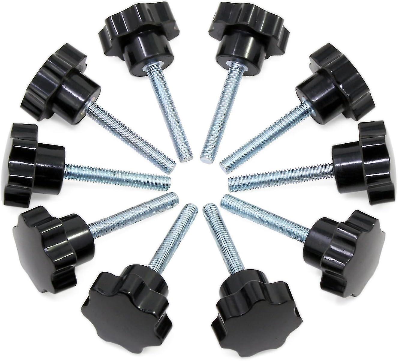 10pcs M6x40 Thread Clamp Black Plastic Star Shaped Button Screw On Knob For Machine Tool