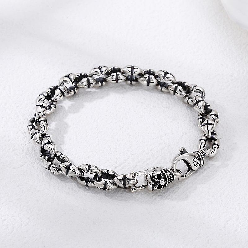 925 Sterling Silver Skull Thick Type Men's Bracelet