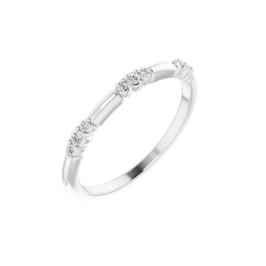 14k White Gold Lab Created Diamond Round-Lab grown Diamond Polished 0.13 Carat Stackable Ring Size 7-Stackable-Ring for