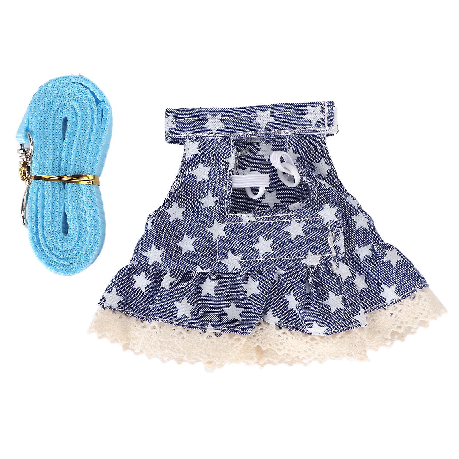 Rabbit Harness Leash Cute Blue Star Adjustable Soft Small Pet Dress Leash Set for Hamster Ferrets Guinea Pigs S Blue Star