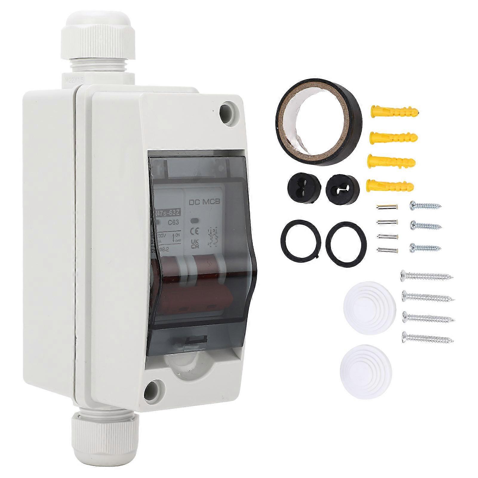 SG DC 2P 63A 1000V Miniature Circuit Breaker, IP65 Waterproof Disconnect Switch for Solar Photovoltaic System