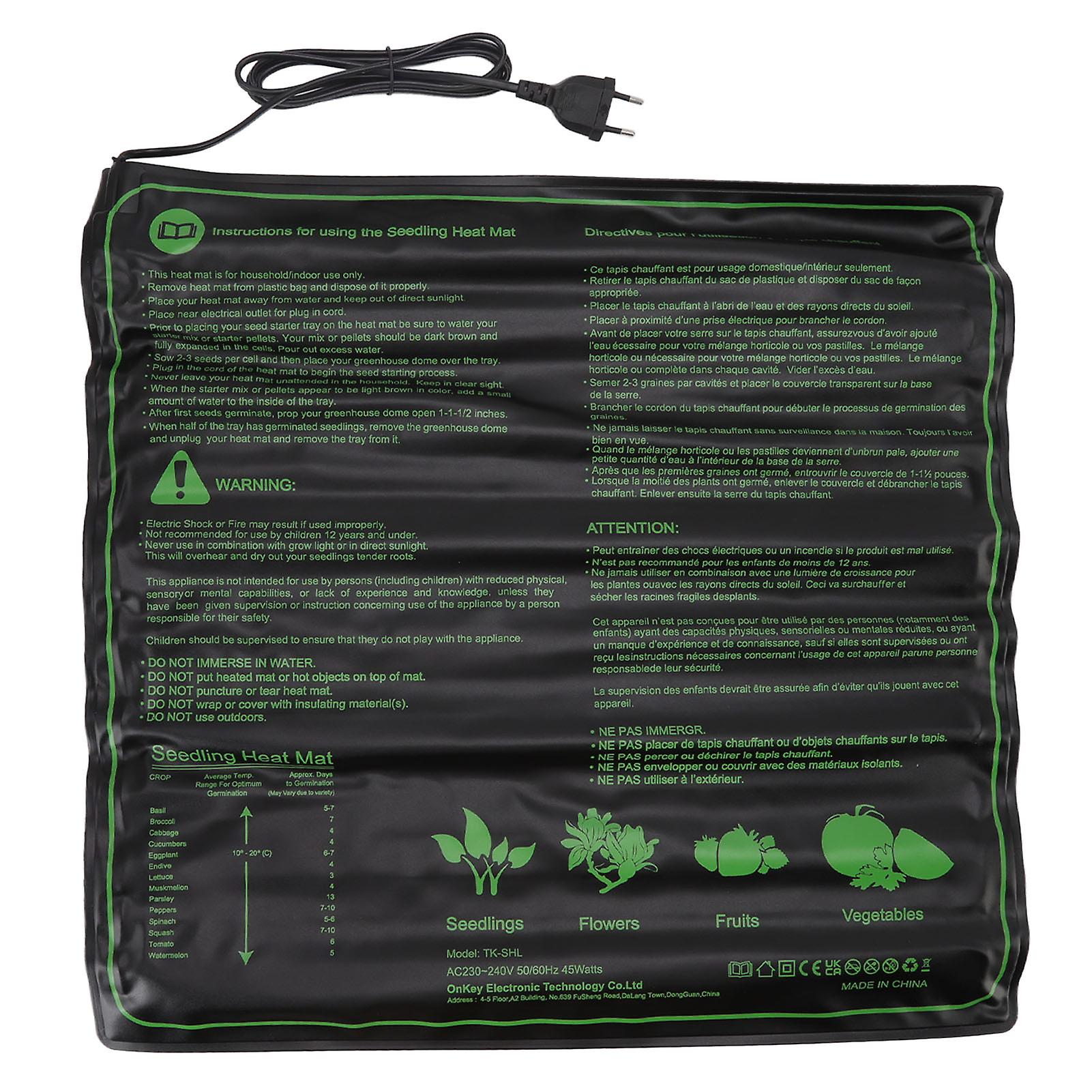 Seedling Heating Mat, Waterproof, Warm, Safe and Efficient, for Indoor Plant Germination, EU Plug 220-240V