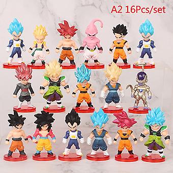 16pcs/set Dragon Ball Super Son Goku Vegeta Broly Buu Action Figure Gifts Toys