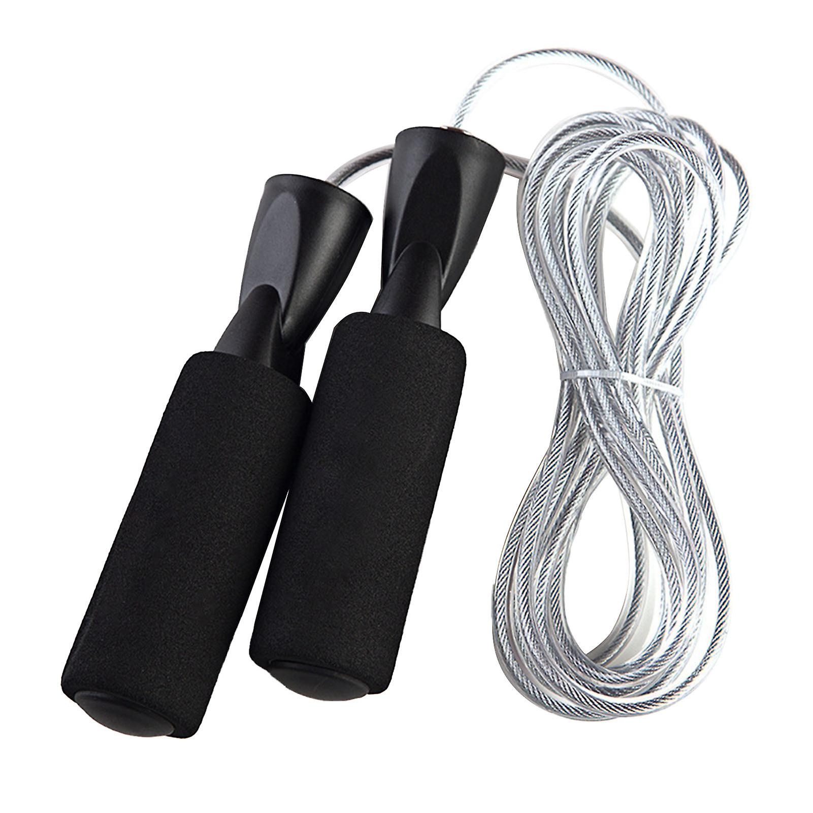 Skipping Rope Length Adjust Foam Handle Prevent Slip Steel Wire Exercise Speed Rope for Outdoor White