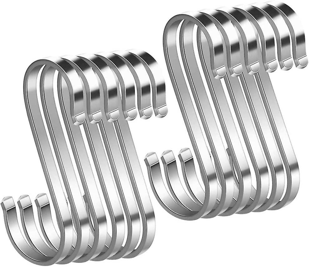 Set of 12pcs Multifunctional Hanging S-Hooks Stainless Steel S-Shaped Hooks S-Hook for Bathroom, Bed