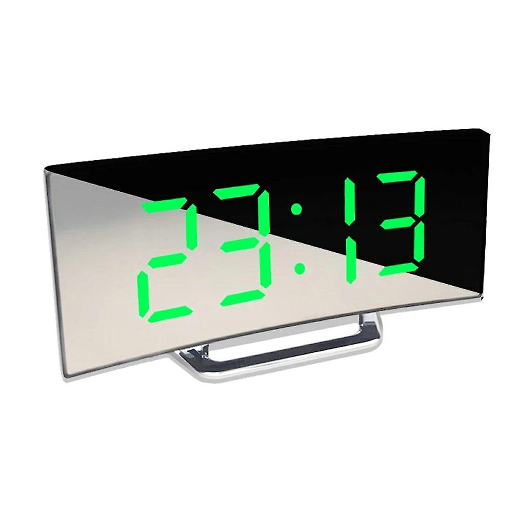 Large Screen Led Curved Surface Mirror Clock Silent Alarm Clock Desk Home Decoration Power Saving Data Storage Clock