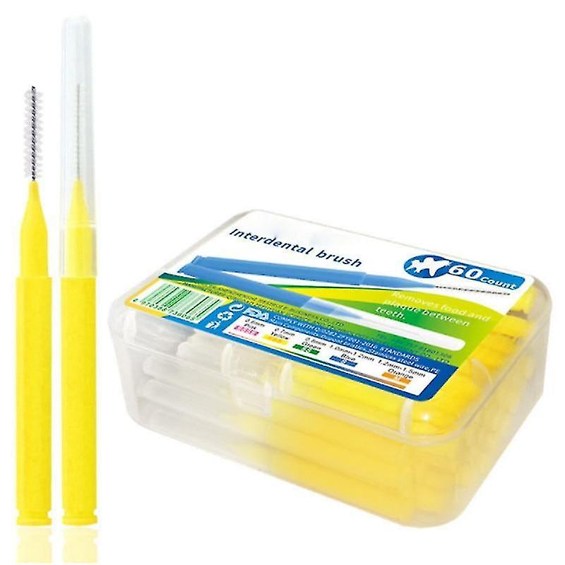 0.7Mm yellow Health Care Tooth Push Pull Escova Removes Food Plaque