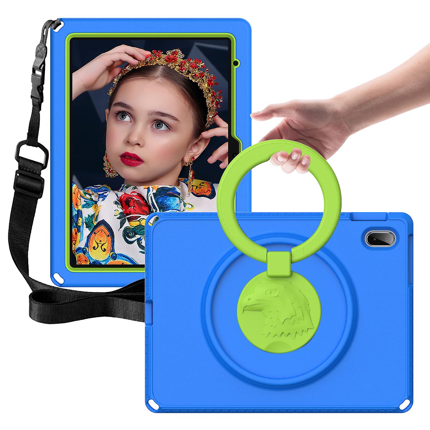 iPad10 10.9 2022 Case, Shockproof with Swivel Stand and Adjustable Hand Strap, Blue