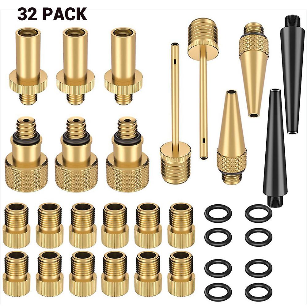 25pcs/set Valve Adapter Pump Valve Set for SV AV DV Dunlop French Flash Valve Presta Valve with Ring