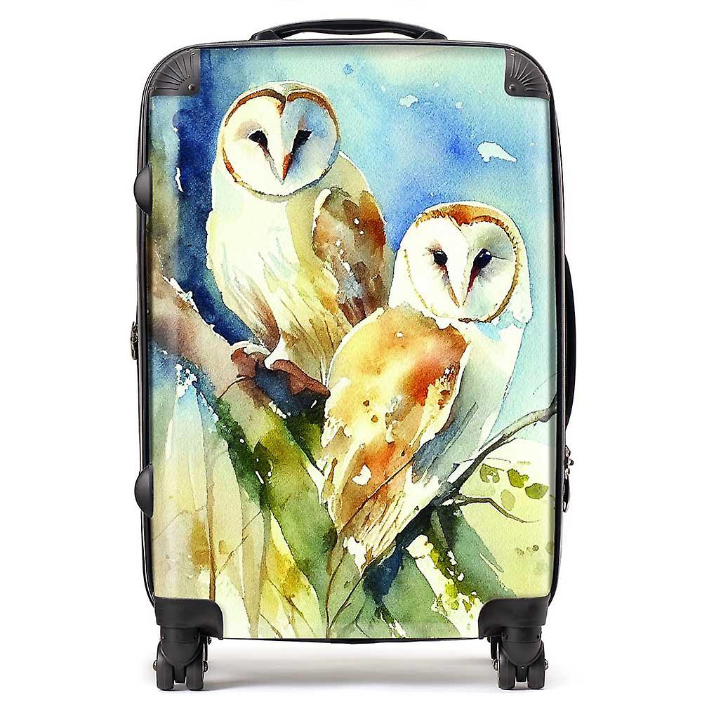 Barn Owls Watercolour Suitcase