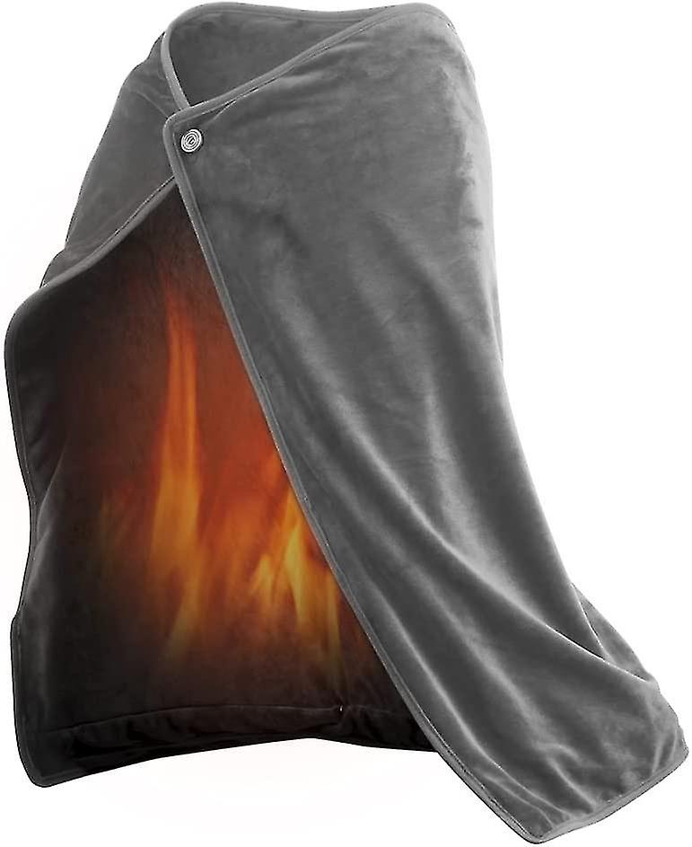 Heated Blanket, Electric Heated Throw Blanket Thickening Flannel Heated Wrap Shawl With Buttons Wearable